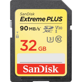 Карта памяти  SD  32 Gb Sandisk SDHC Extreme Plus, cl 10, 90 Mb/s, UHS-I U3 (SDSDXWF-032G-GNCIN)