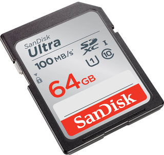 Карта памяти  SD  64 Gb Sandisk SDXC Ultra, class 10, 100Mb/s (SDSDUNR-064G-GN6IN)